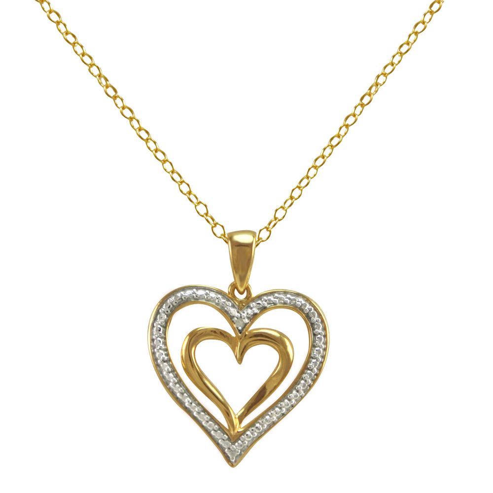 18kt Over Sterling Silver Double Heart with Diamond Accent Pendant at Kmart.com