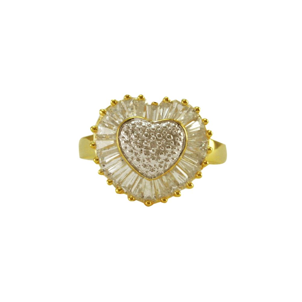 Gold over Sterling Silver Heart CZ Ring