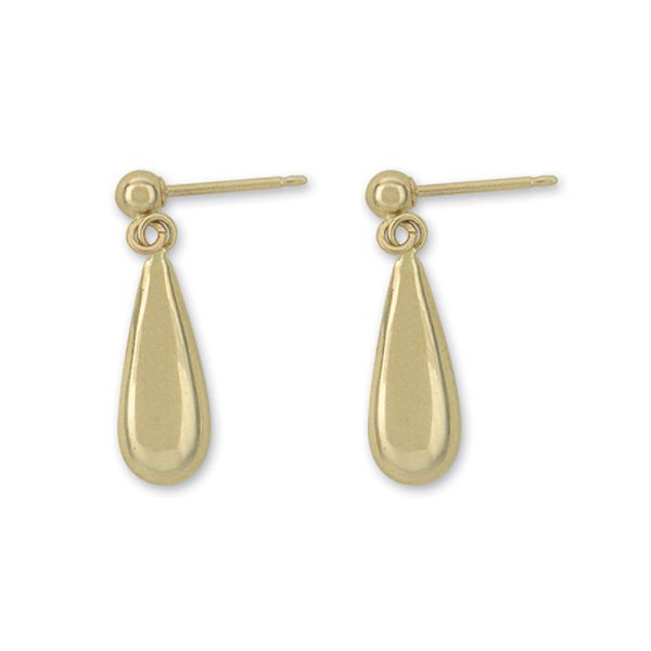 14k Yellow Gold Small Tear Drop On Ball Stud Earrings E70040