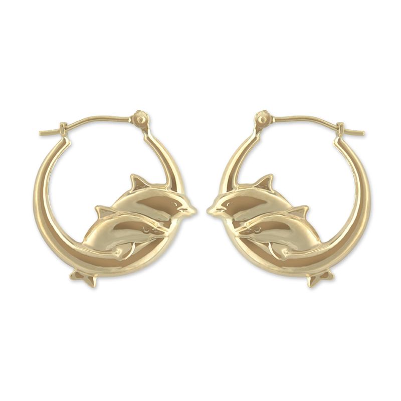 14k Yellow Gold Two Dolphin Hoop Earrings at Kmart.com