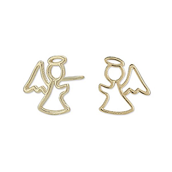 14k Yellow Gold Angel Silhouette Stud Earrings E74462.KM