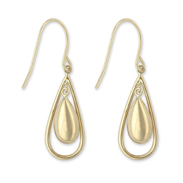 14k Yellow Gold Double Teardrop Earrings E75417