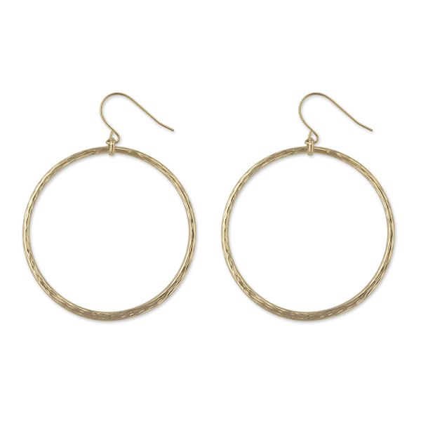 14k Yellow Gold Diamond Cut Ring Drop Earrings E75421