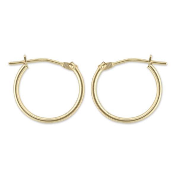 14k Yellow Gold Snap Hoop Earrings E75588