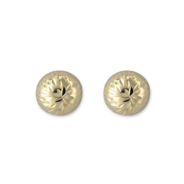 14k Yellow Gold Small Diamond Cut Dome Earrings E75638