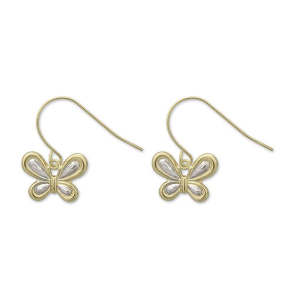 14k Yellow Gold Butterfly Drop Earrings