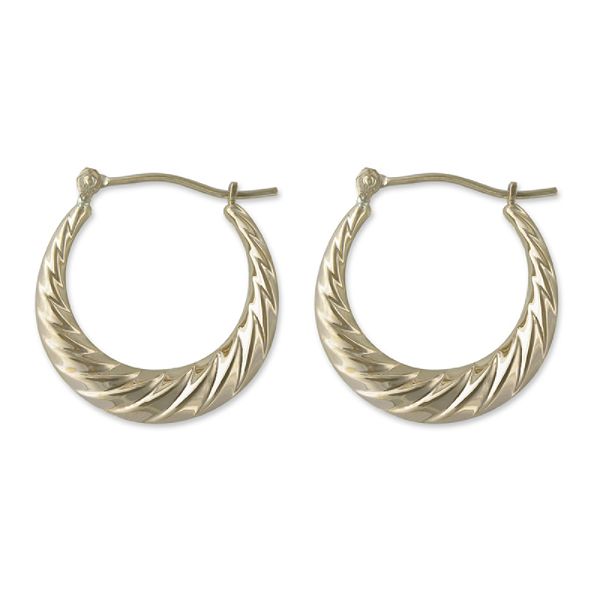 14k Yellow Gold Small Fluted Hoop Earrings E76758