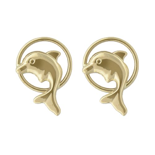 14k Yellow Gold Dolphin Round Hoop Earrings Stud Earrings at Kmart.com