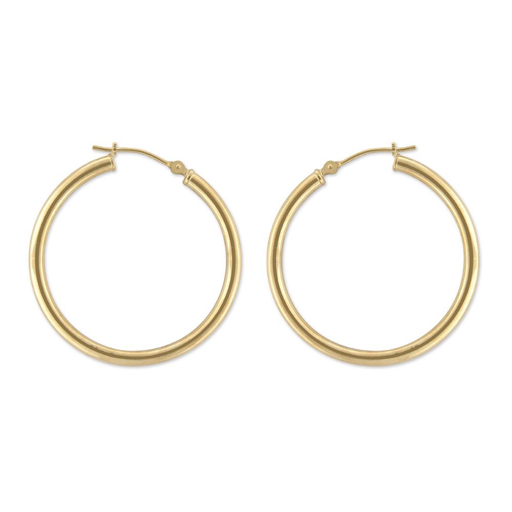 14k Yellow Gold Round Hoop Earrings