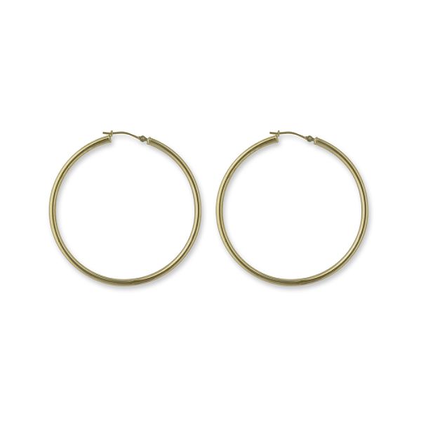 14k Yellow Gold Tube Hoop Earrings E78964