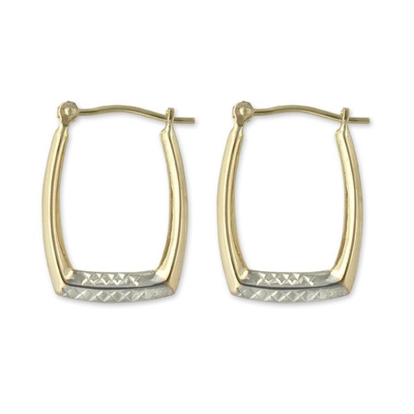 14k Two-tone Octagon Square Hoop Earrings E79553