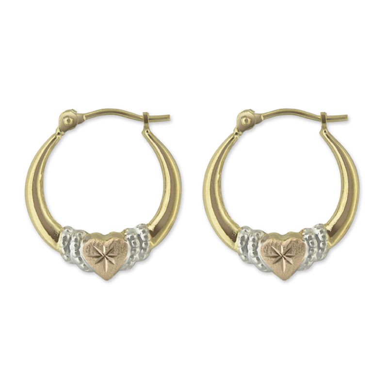 14k Tri-Color Heart Hoop Earrings at Kmart.com