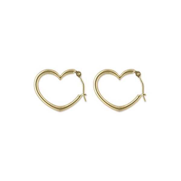 14k Yellow Gold Open Heart Hoop Earrings E79839
