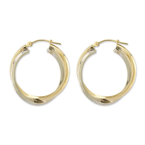 14k Two-tone Double Hoop Earrings E79878