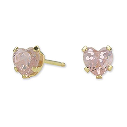 Disney 4mm Pink Cubic Zirconia Heart Stud Earrings in 14k Yellow Gold at Sears.com