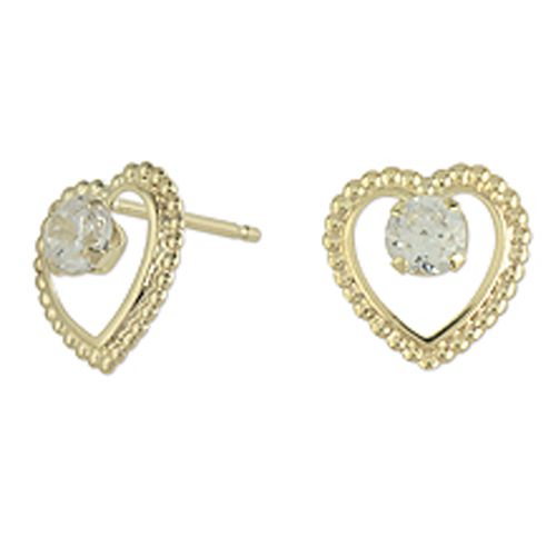 Disney 14k Yellow Gold Heart Earrings with Cubic Zirconia Accents at Sears.com
