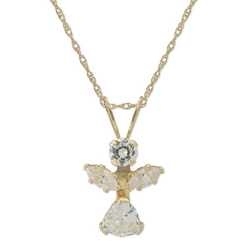 Disney White Cubic Zirconia Angel 10k Yellow Gold Pendant on Chain at Sears.com