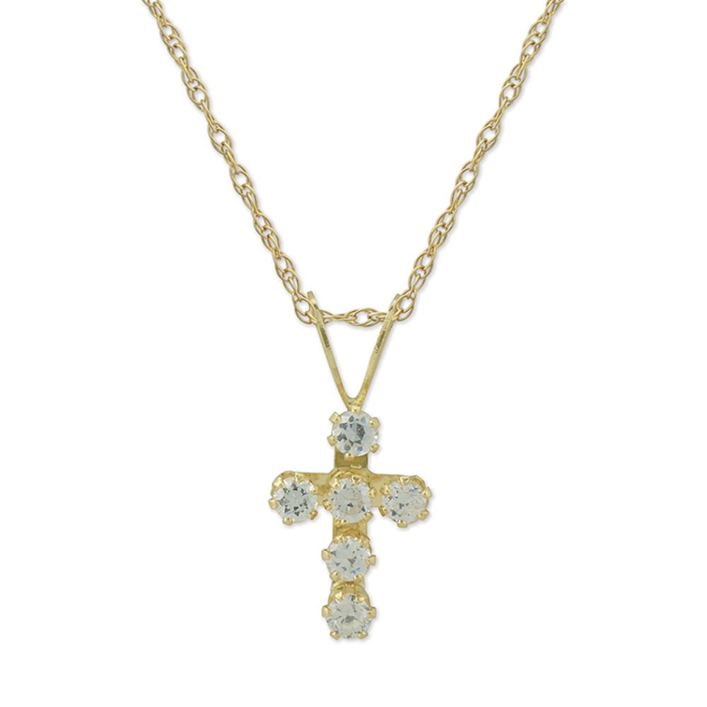White Cubic Zirconia Cross Pendant in 10k Yellow Gold on Chain at Sears.com