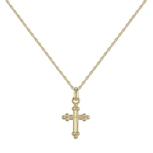 10k Yellow Gold High Polished Cross Pendant with Chain
