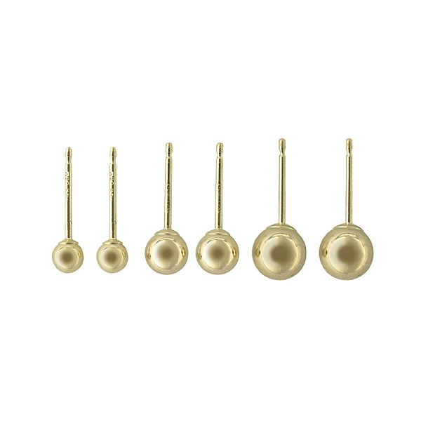 14k Yellow Gold Three Pair Ball Stud Earring Set Set2079