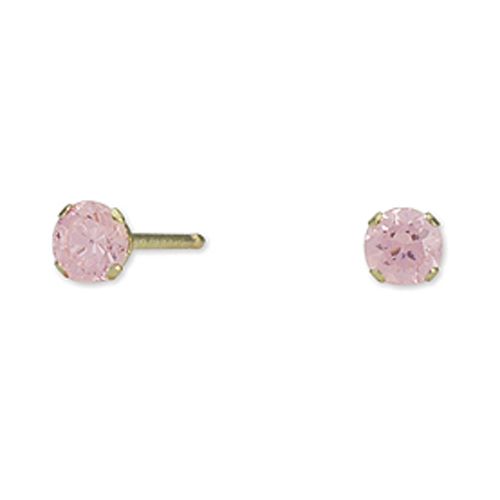 Disney 3mm Round Pink Cubic Zirconia Stud Earrings in 14k Yellow Gold at Kmart.com