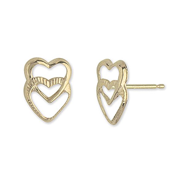 14k Yellow Gold Double Open Heart Earrings E70122LV.KM
