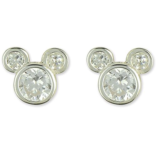 Sterling Silver Disney Charms on Disney White Cubic Zirconia Sterling Silver Mickey Mouse Earrings