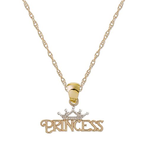 Disney 10k Yellow Gold Princess Script Crown Pendant on Chain at Kmart.com