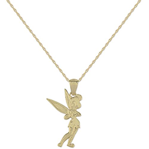 Disney 10k Yellow Gold Tinkerbell Pendant Displayed on Chain