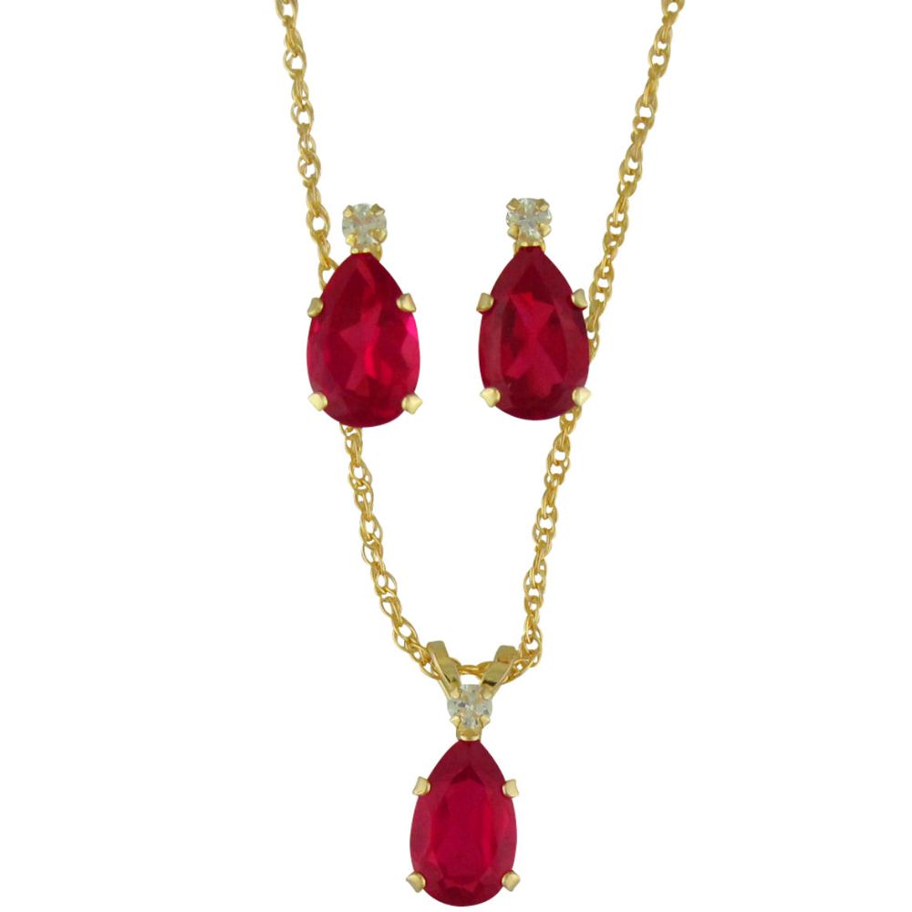 10k Created Ruby Earring and Pendant Set with Chain at Kmart.com