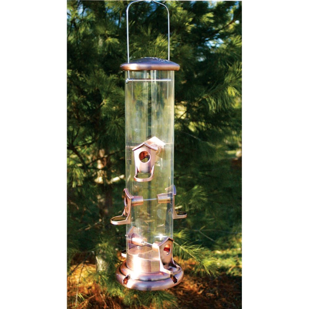Woodlink Audubon Mega Brushed Copper Colored Tube Feeder 6 Ports