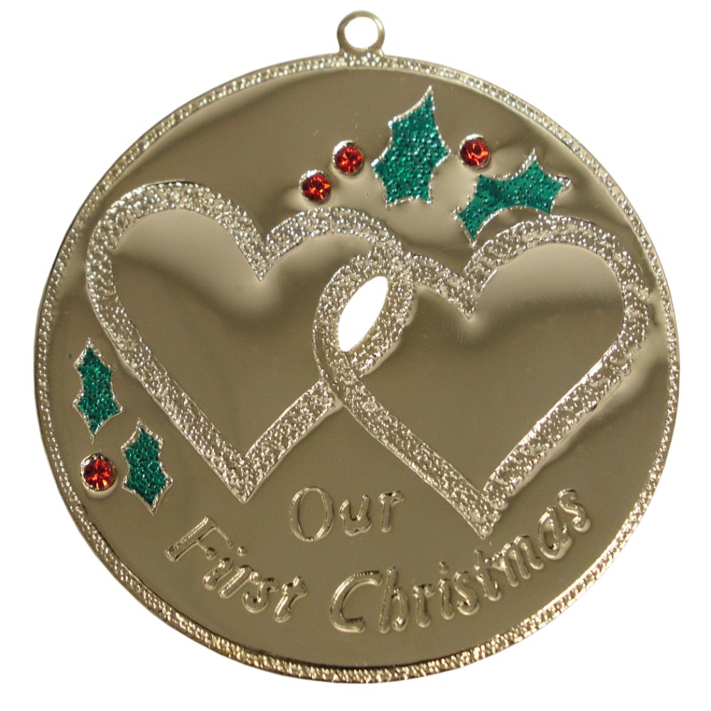 Gloria Duchin&reg; Goldtone "Our First" Double Hearts Ornament at Kmart.com