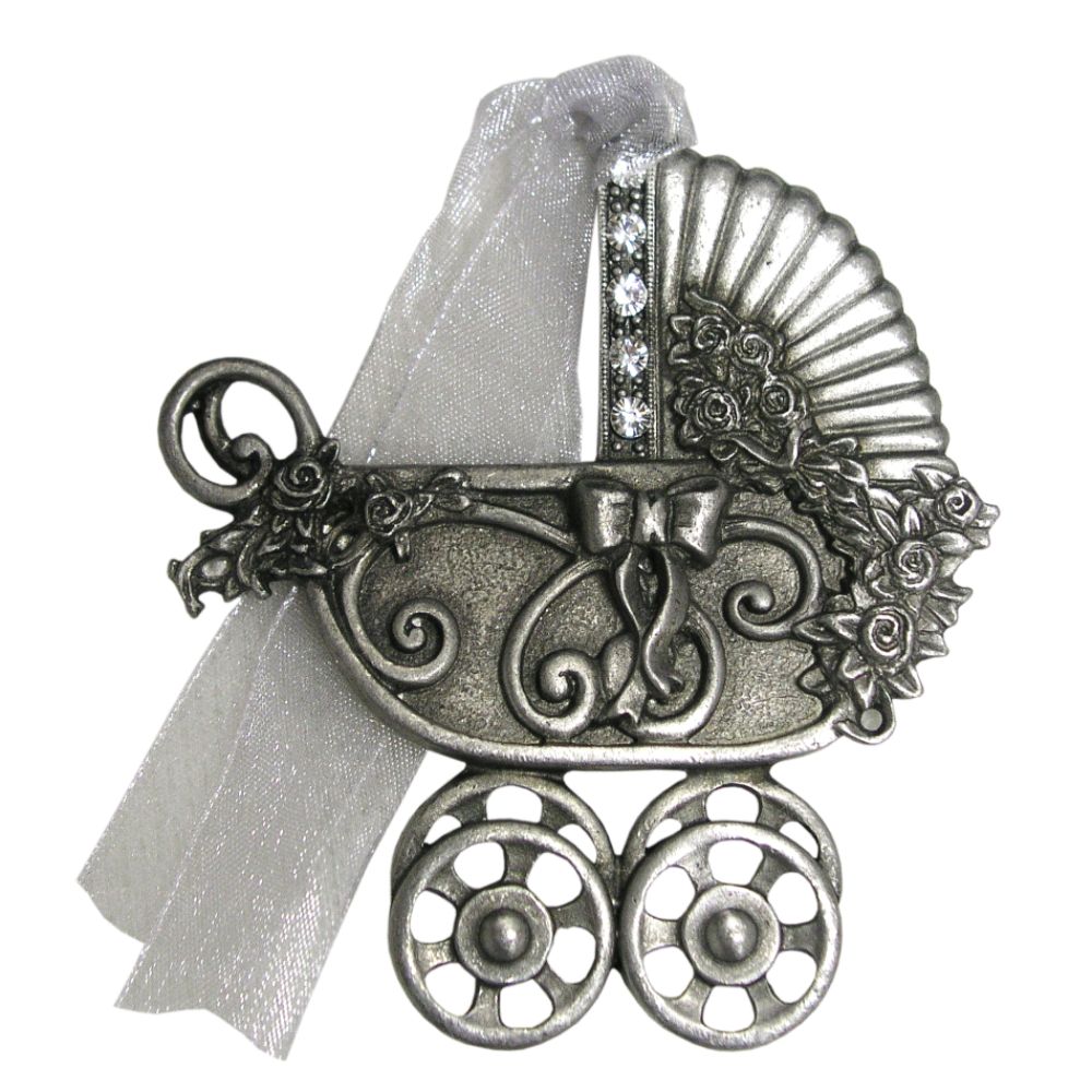 Gloria Duchin&reg; Genuine Pewter Baby Carriage Ornament