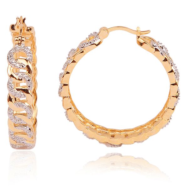 18k Gold Over Sterling Silver Diamond Accent Hoop Earrings 32A7JX970K