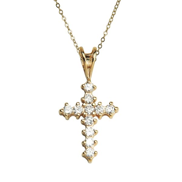 18k Gold Over Sterling Silver Cubic Zirconia Cross Pendant 33006700FW