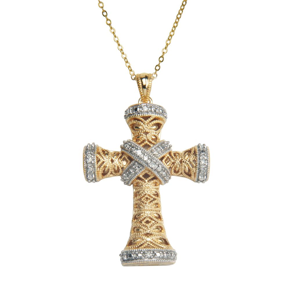 18K Gold Over Sterling Silver Diamond Accent