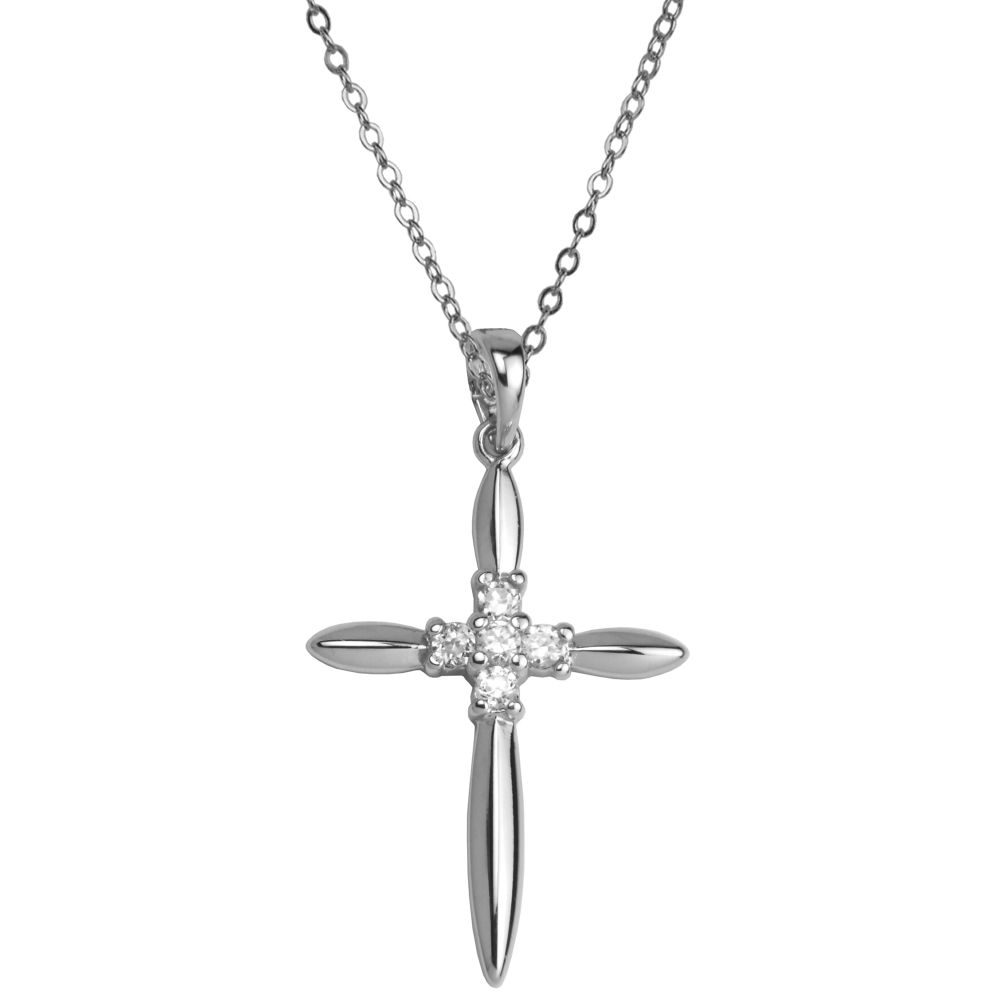 Sterling Silver Cubic Zirconia Cross Pendant