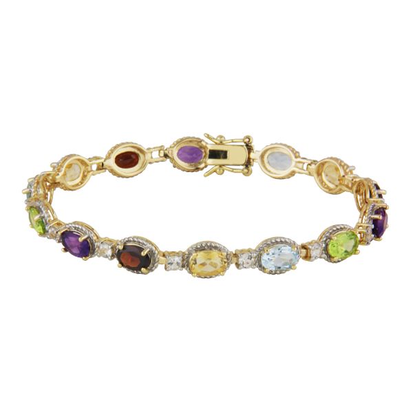 18k Gold Over Sterling Silver Multi-stone Bracelet S189809401