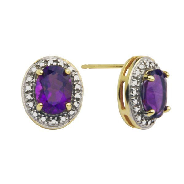 18k Gold Over Sterling Silver Amethyst And Diamond Accent Earrings S2A7EX1300