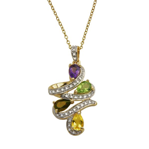 18k Gold Over Sterling Silver Multi-stone And Diamond Accent Pendant V3AA6G96FW