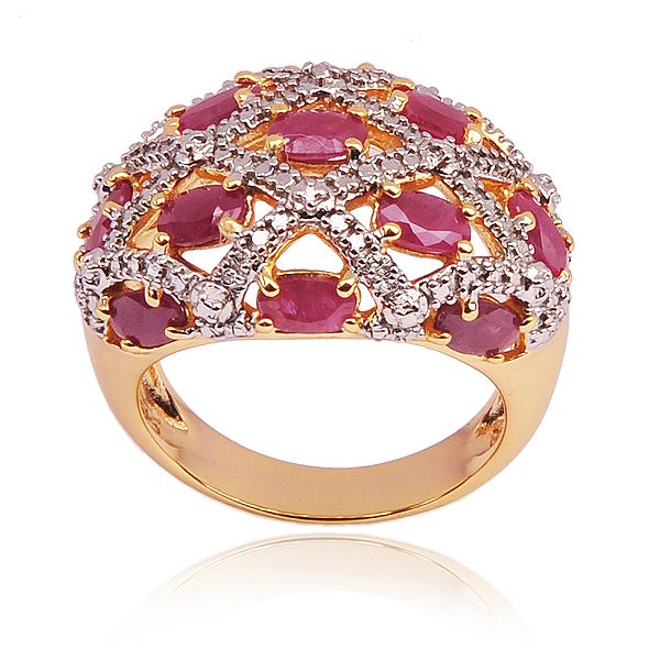18k Gold Over Sterling Silver Ruby And Diamond Accent Ring