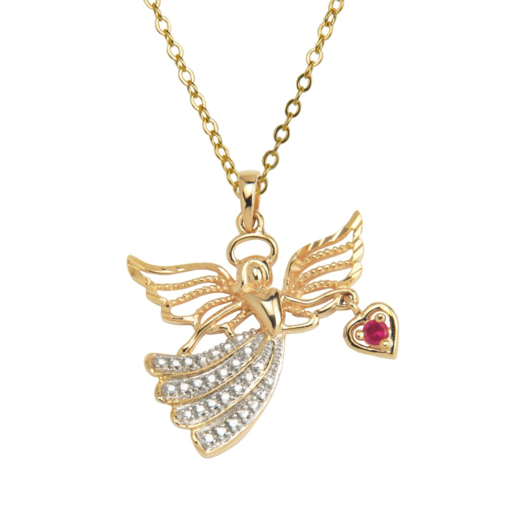18K Gold Over Sterling Silver with Lab Created Ruby and Diamond Accent Angel Pendant at Kmart.com