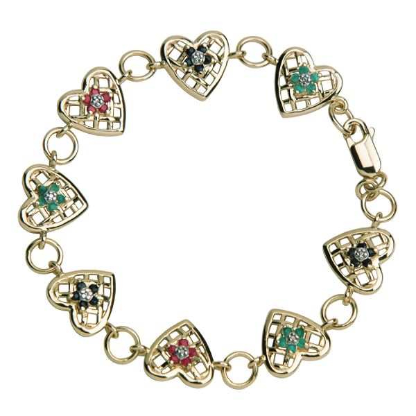 18k Gold Over Sterling Silver Multi-stone Diamond Accent Bracelet