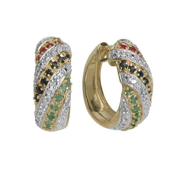 18k Gold Over Sterling Silver Multi-stone Diamond Accent Earrings 329716970N