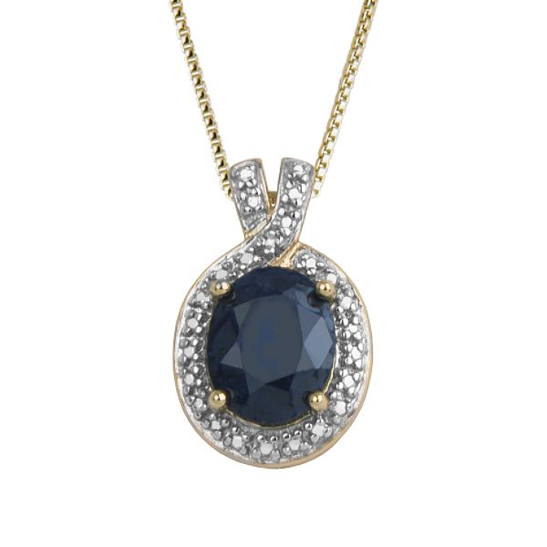 18k Gold Over Sterling Silver Genuine Sapphire Diamond Accent Pendant 3392401902