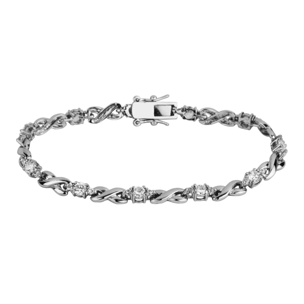 Sterling Silver Rhodium Plated CZ Bracelet
