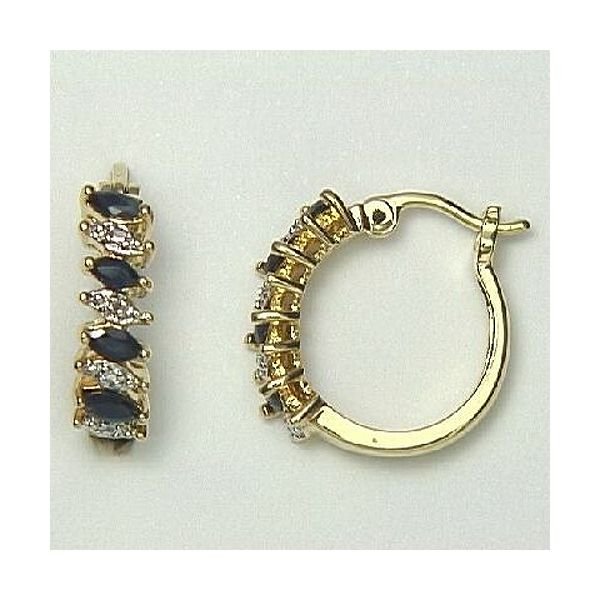 18k Gold Over Sterling Silver Genuine Sapphire And Diamond Accent Hoop S25854190J