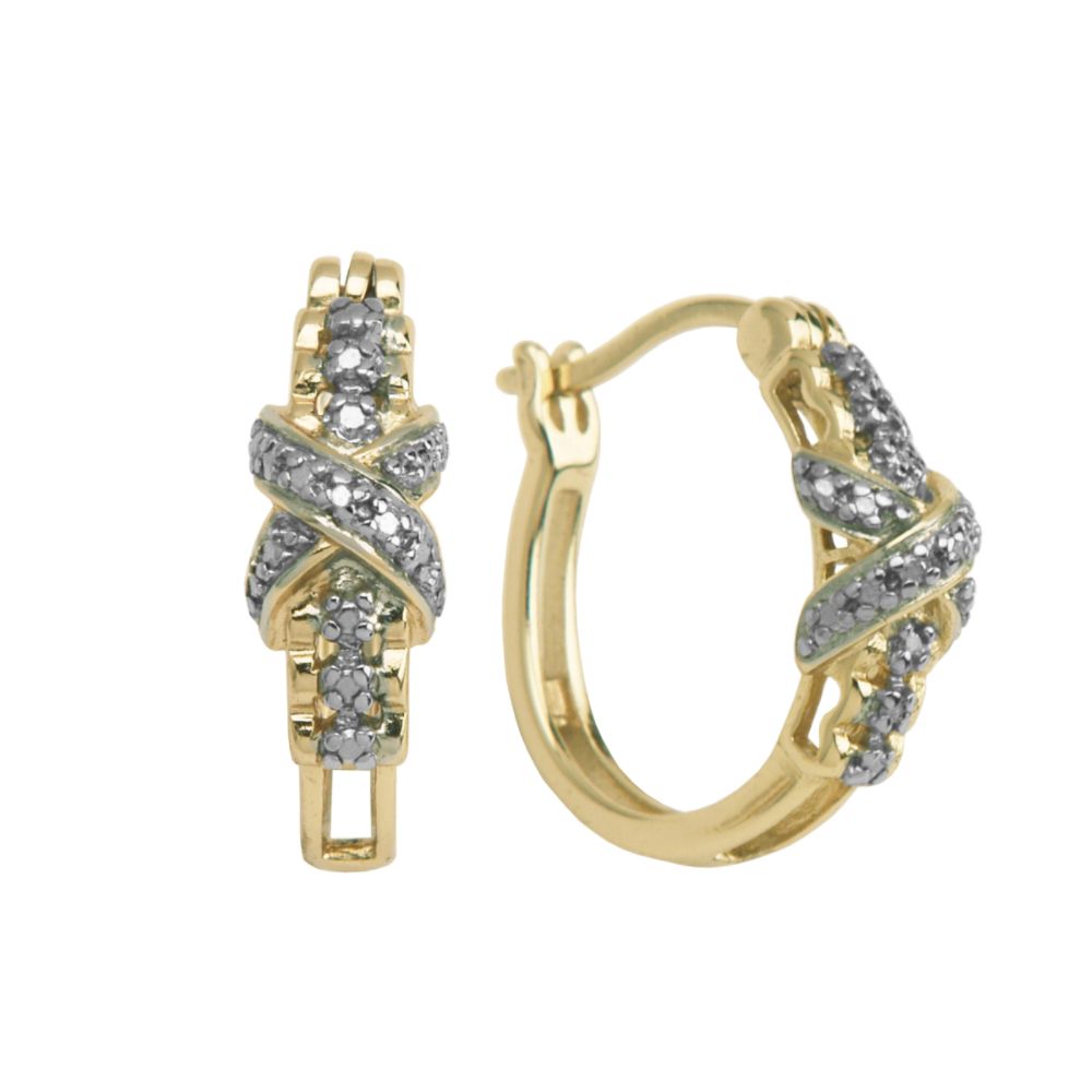 18K Gold Over Sterling Silver Diamond Accent Earrings