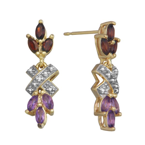 18kt Gold Over Sterling Silver Multi Stone And Diamond Accent Earrings S2A5PU9700