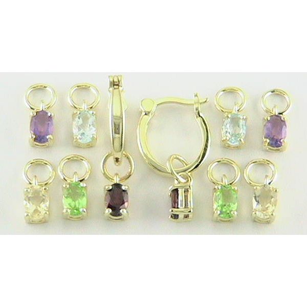 18kt Gold Over Sterling Silver 5 Stone Interchangeable Hoops S2A60G170J
